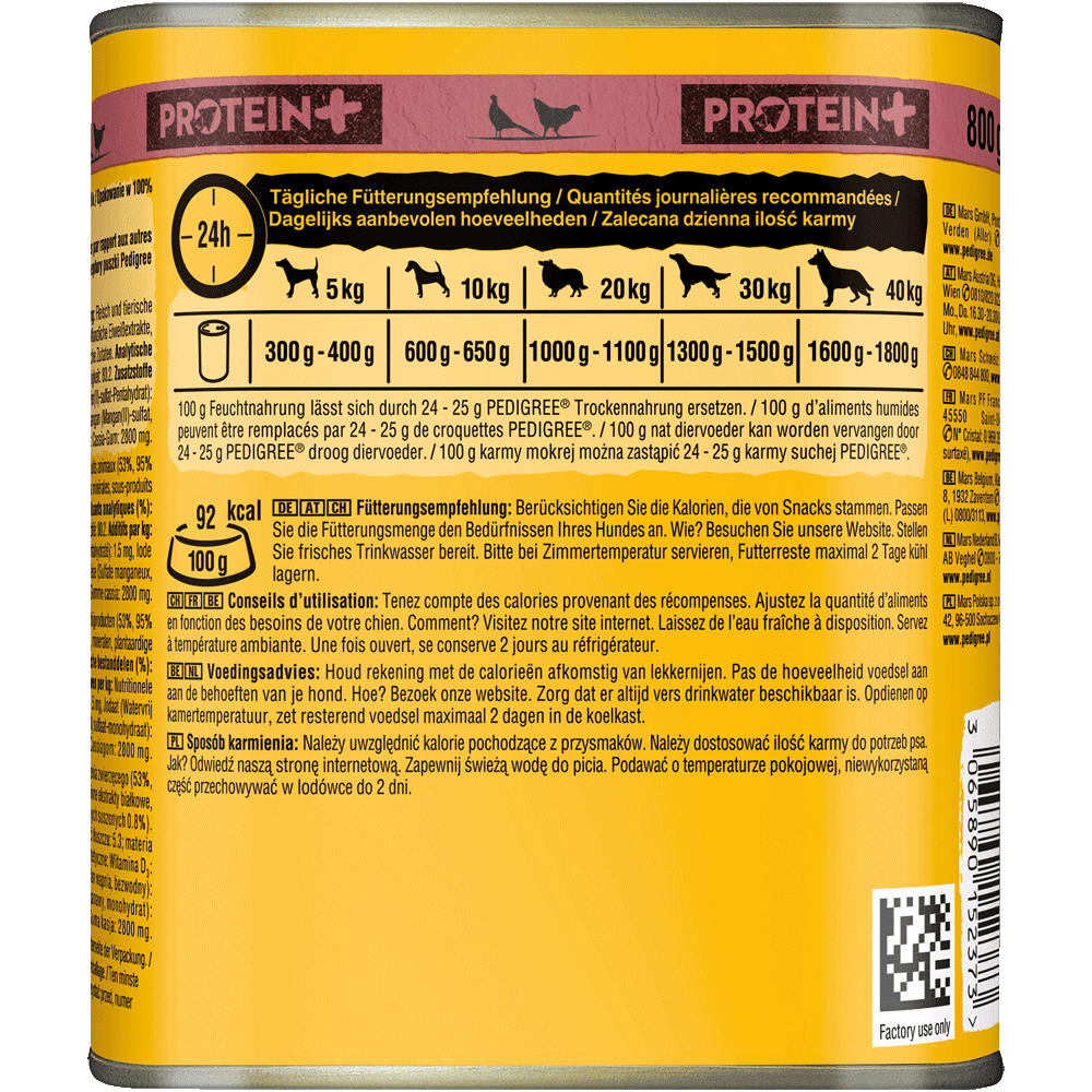 PEDIGREE® Protein+ in Pastete mit Wild und Geflügel, Dose 800g