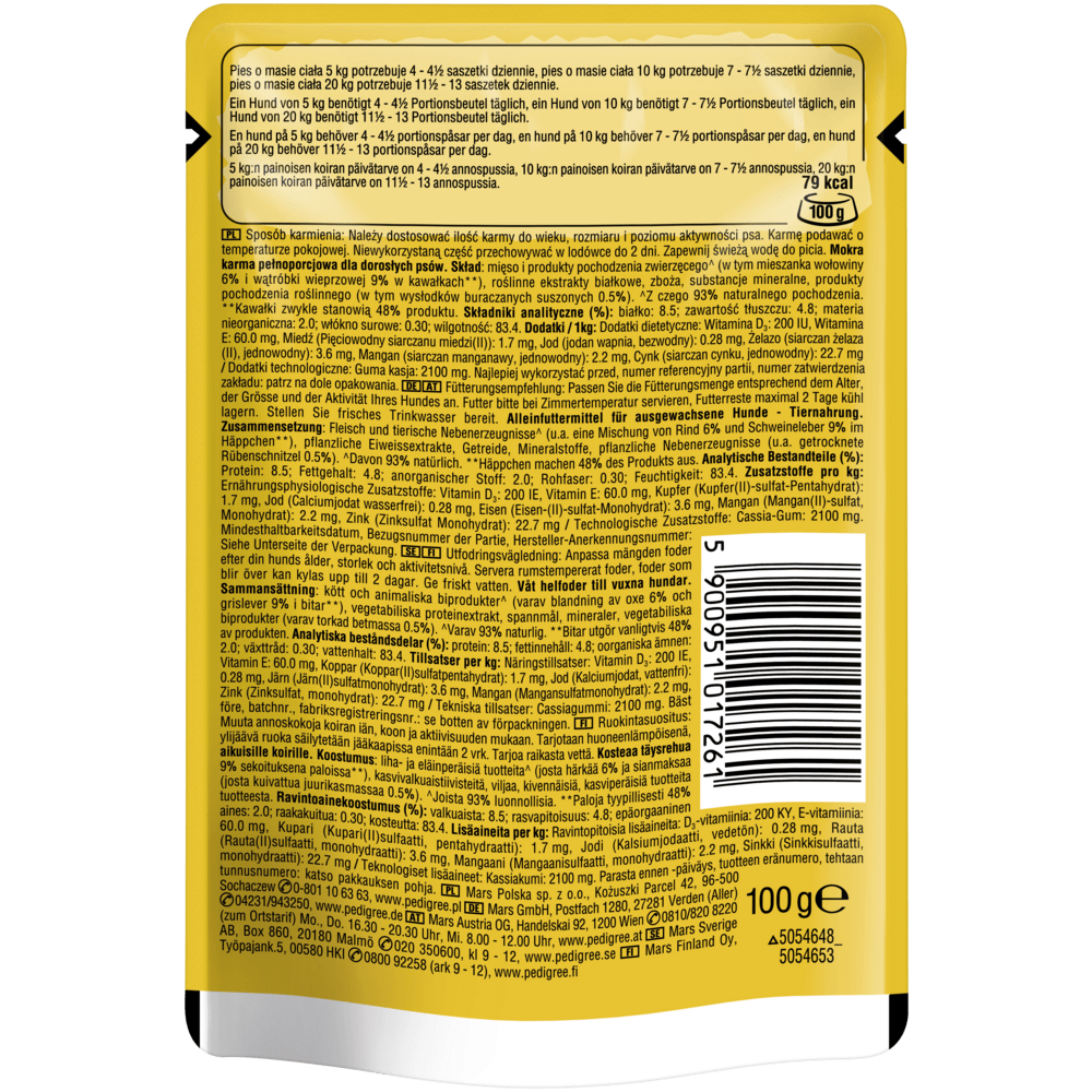 PEDIGREE® mit Rind- und Lebermischung in Gelee, Portionsbeutel 100g