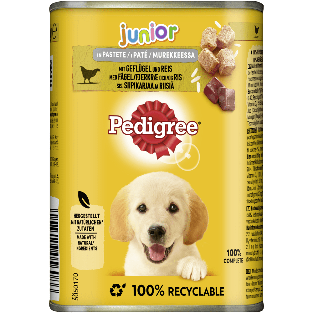 PEDIGREE® Junior mit Geflügel in Pastete, Dose 400g
