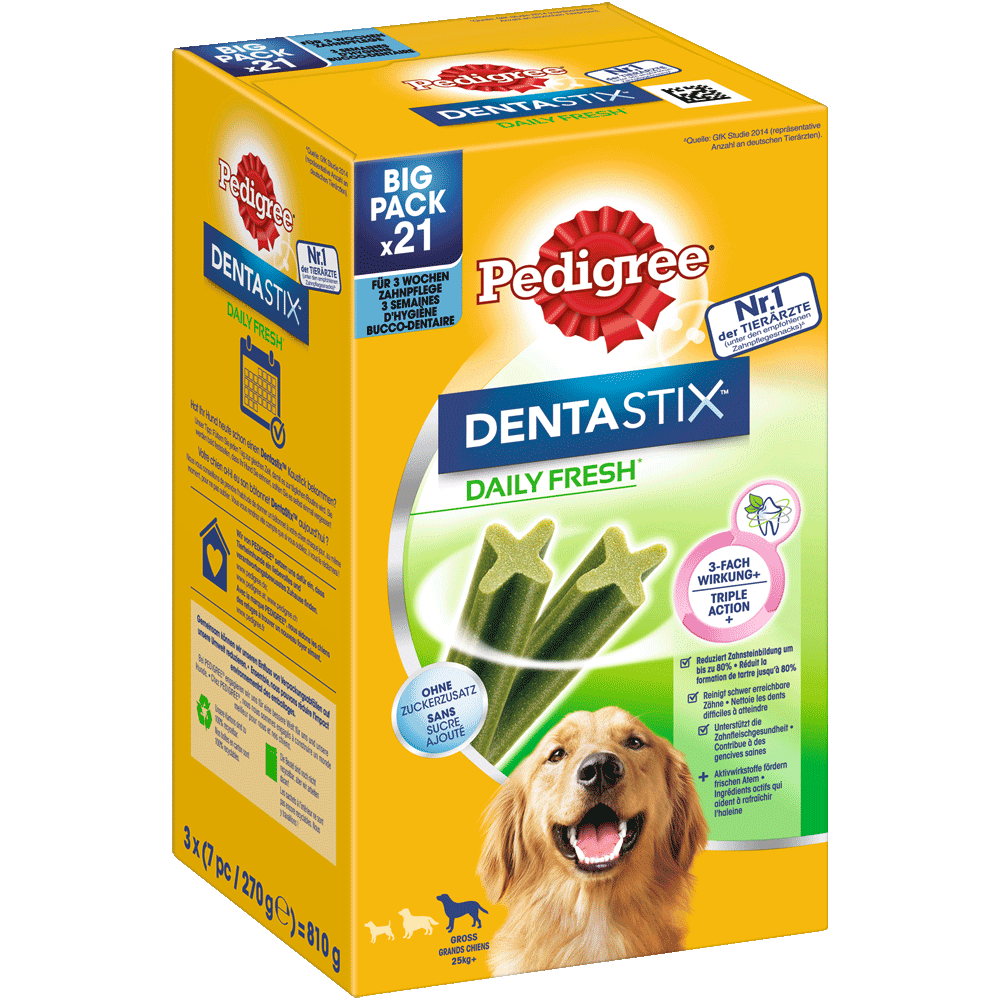 PEDIGREE® DENTASTIX™ Daily Fresh, grosse Hunde, 4 &21 Stück
