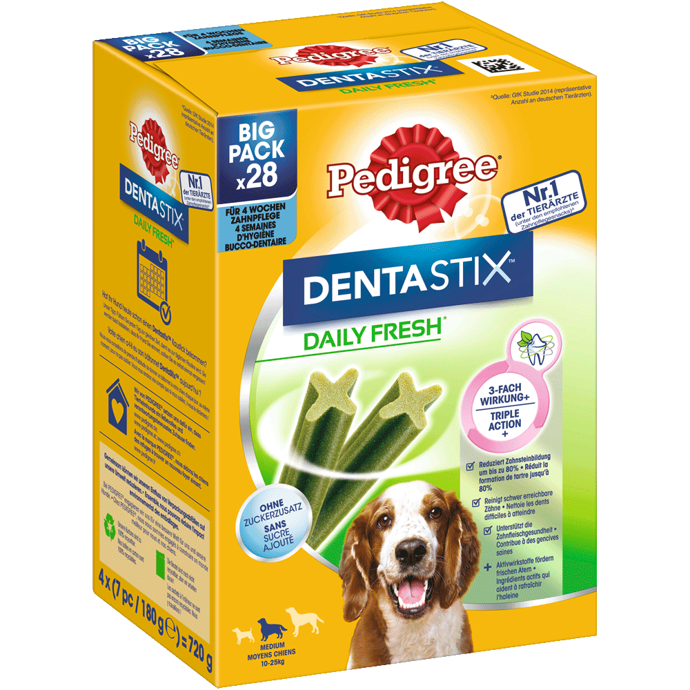 PEDIGREE® DENTASTIX™ Daily Fresh, mittlere Hunde, 5 & 28 Stück