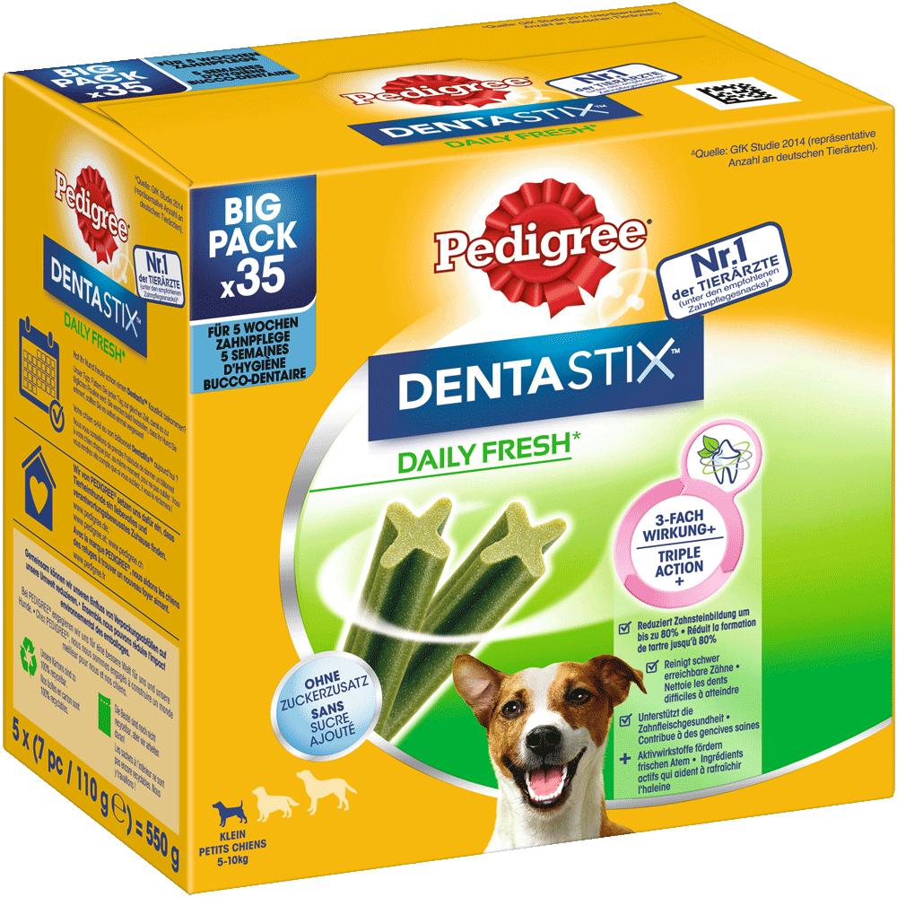 PEDIGREE® DENTASTIX™ Daily Fresh, kleine Hunde, 7 & 35 Stück